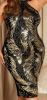 Adult Female Costumes to Hire - GATSBY - HALTERNECK BODYCON DRESS - leaf sequin design - 2XL